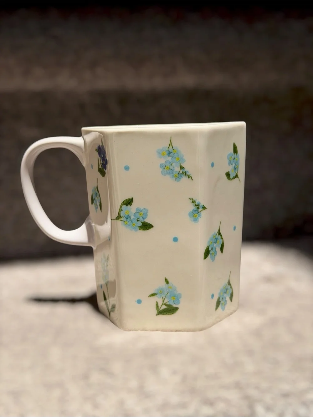 NEW Anthropologie Pia Mama Floral Stoneware Coffee Mug Forget Me Not Botanical